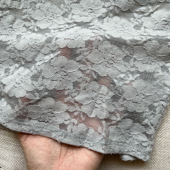 Grey Sheer Net Short Top - Picture 8 of 8